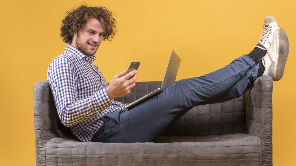 man on couch