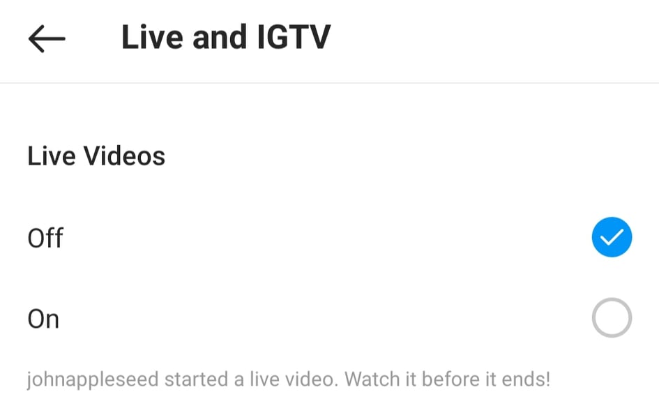 instagram live video