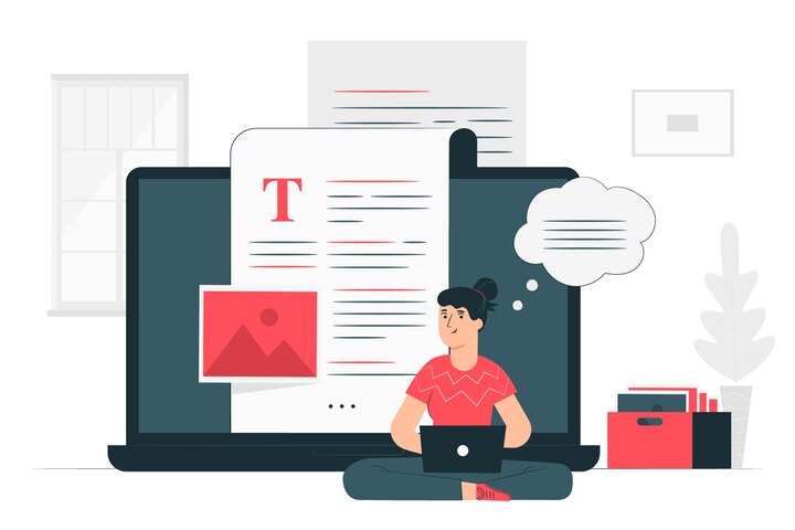 illustration with orange people text field in the background