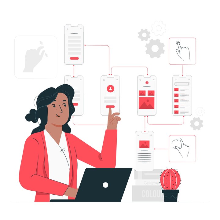 illustration with orange people