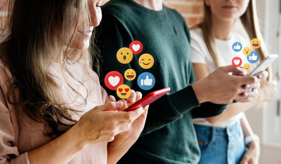 social media logos and emojis