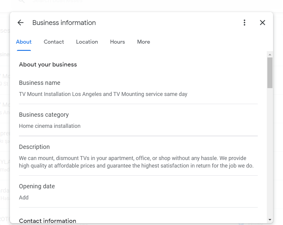 Optimise Google my business information
