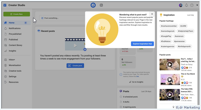 Facebook inspiration hub