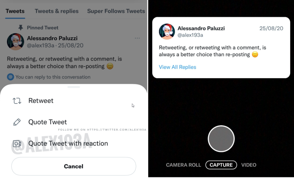 twitter quote reaction