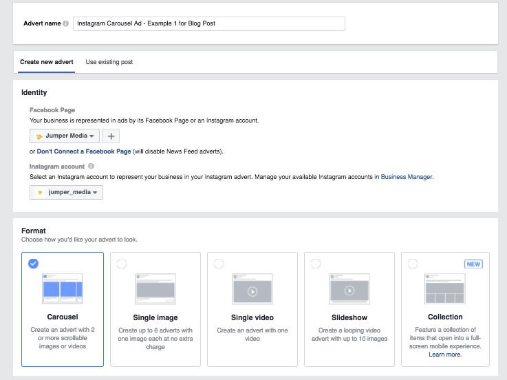 instagram carousels ADS MANAGER