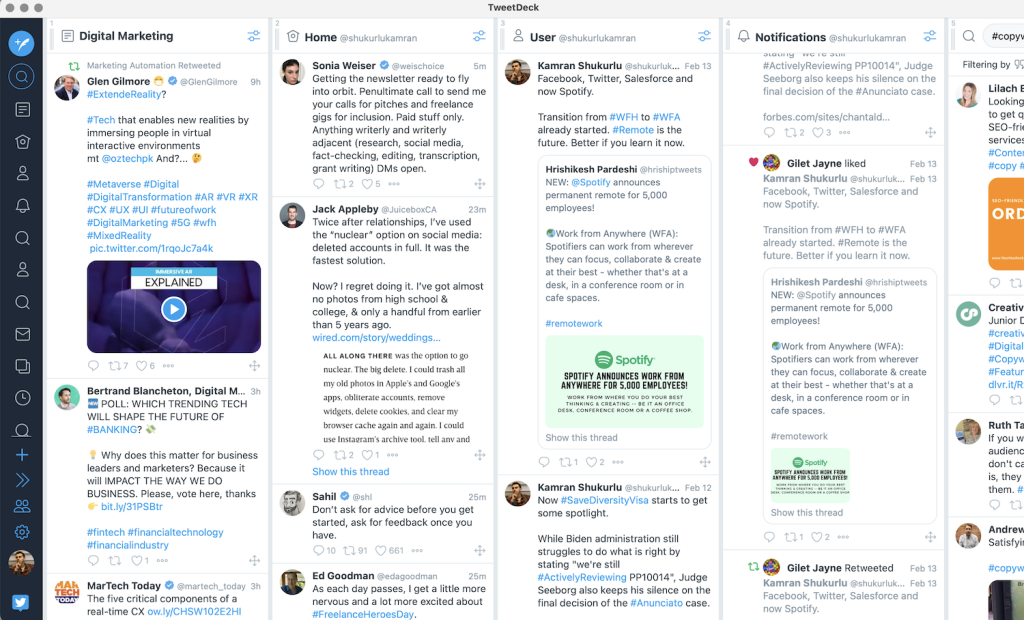 tweetdeck Social media updates